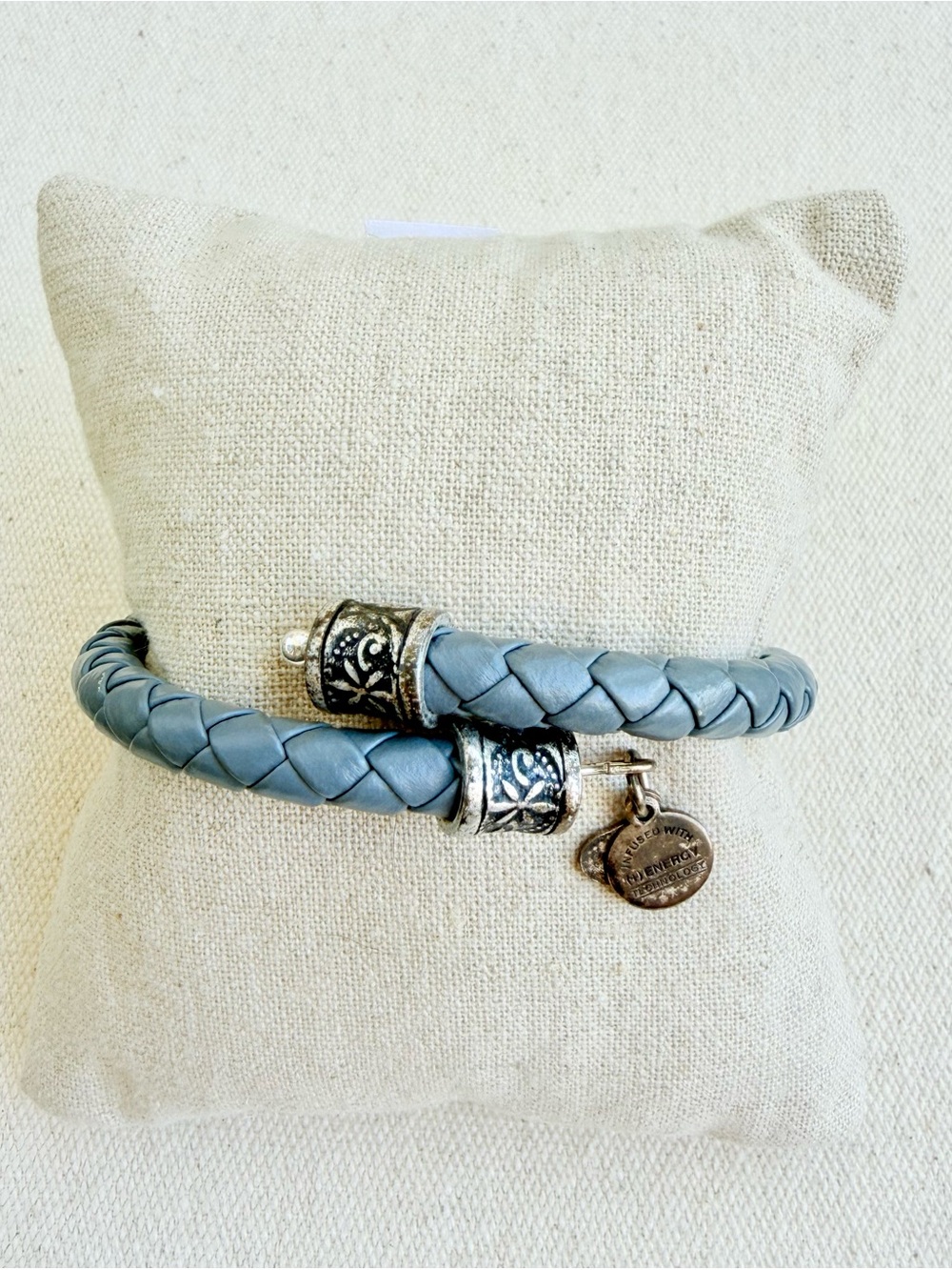 *Vintage Sixty Six Bracelet* ALEX & ANI Retired Leather Wrap~Grey Used Good Cond